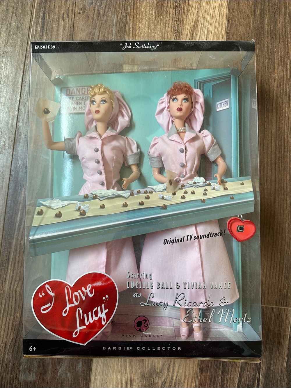 Mattel I Love Lucy Barbie Duo in Pink Factory Uniforms